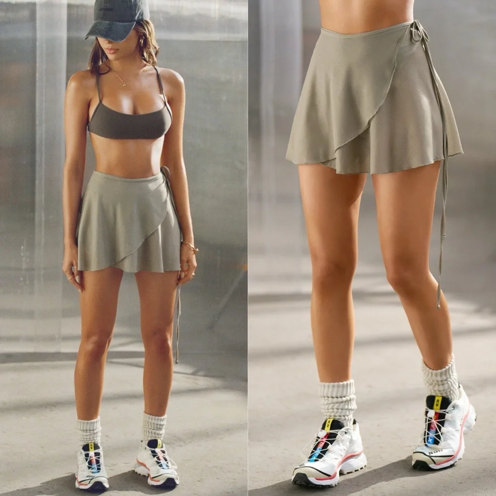 Joah Brown Wrap Skirt Dew Mesh XS S - Picture 1 of 11